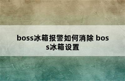 boss冰箱报警如何消除 boss冰箱设置